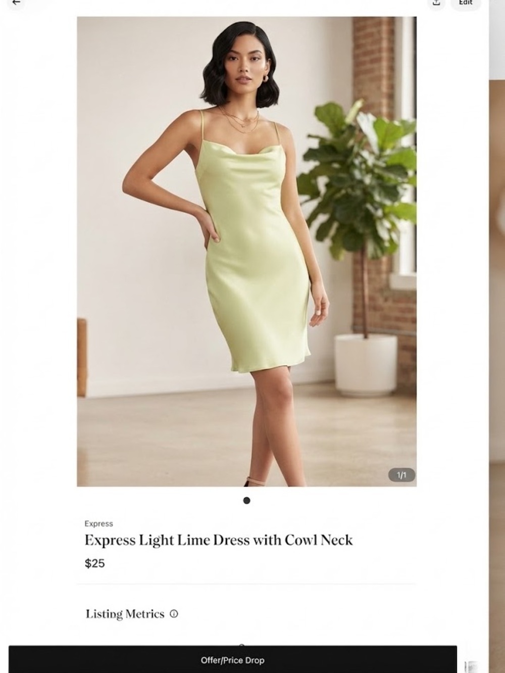 Express Light Lime Dress with Cowl Neck
